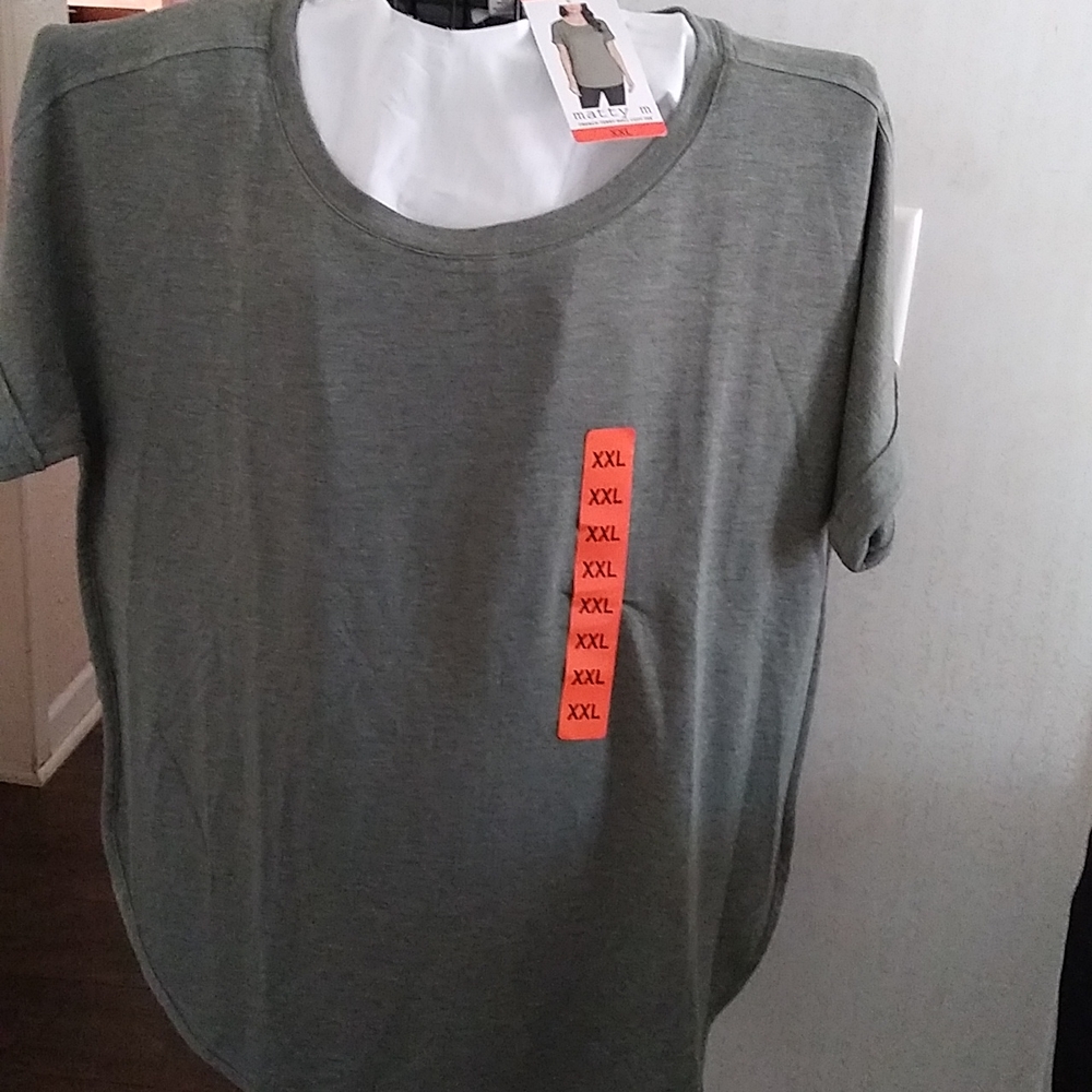 XXL French terry roll cuff tea by Matty m. Light Heather olive green.